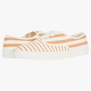 Soludos Women's Striped Canvas Lace Up‎ Sneakers Tan White Size 8